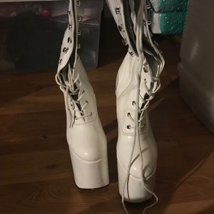 Shoes | White Platform Boots | Poshmark